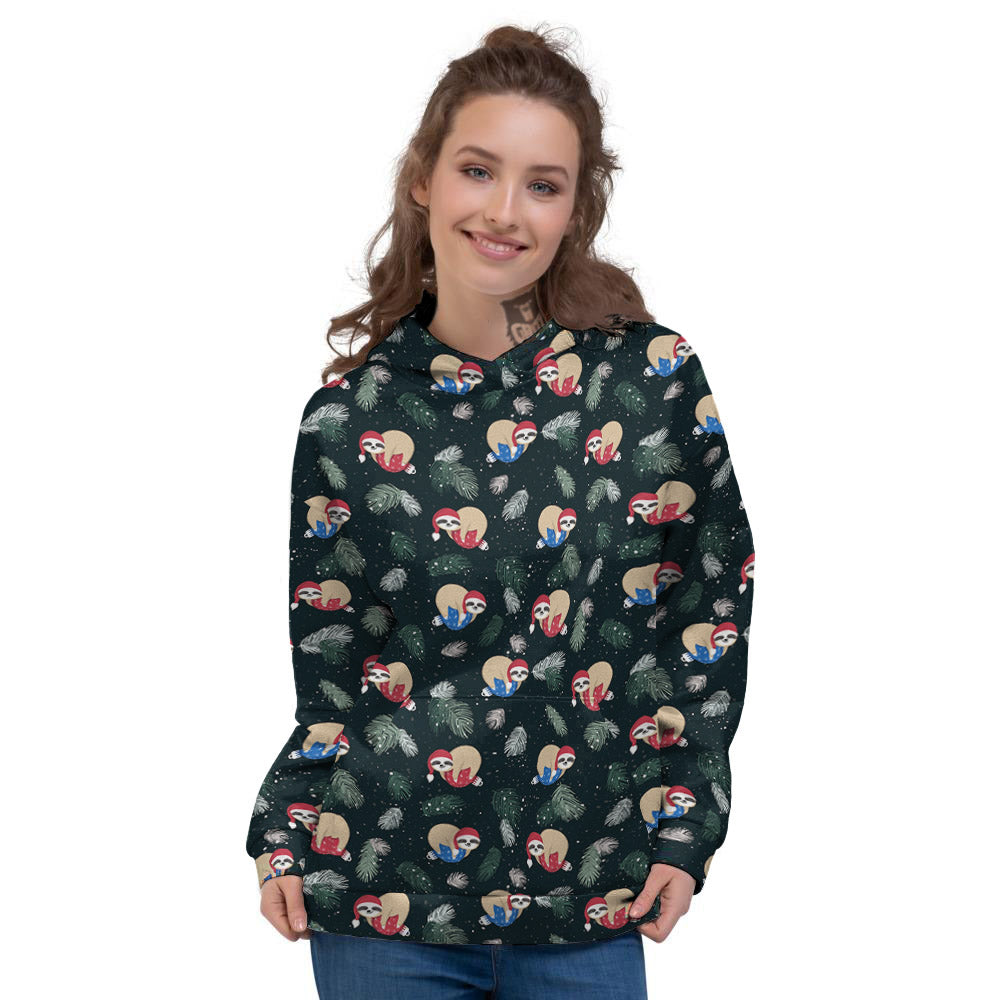Sloths Sleeping Christmas Print Pattern Women's Hoodie-grizzshop