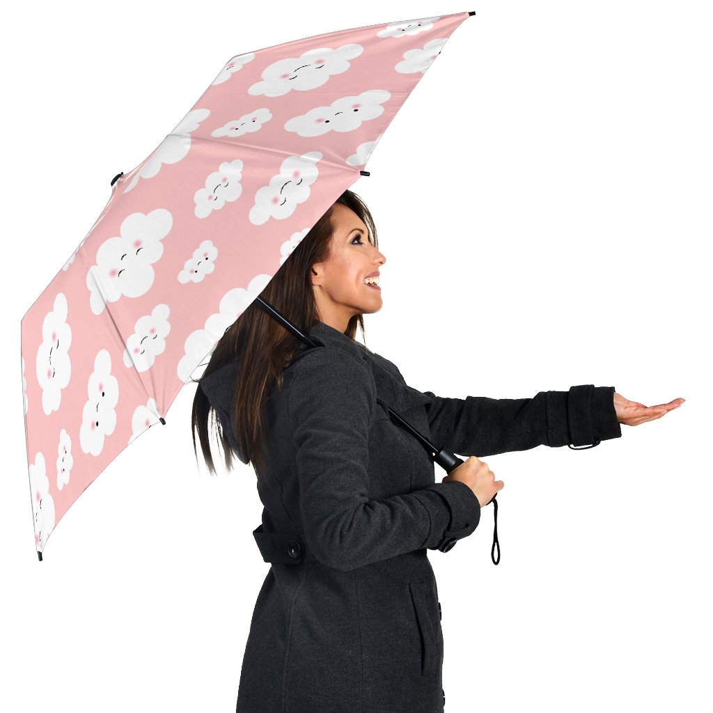 Smile Cloud Pattern Print Automatic Foldable Umbrella-grizzshop