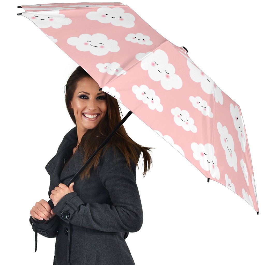 Smile Cloud Pattern Print Automatic Foldable Umbrella-grizzshop