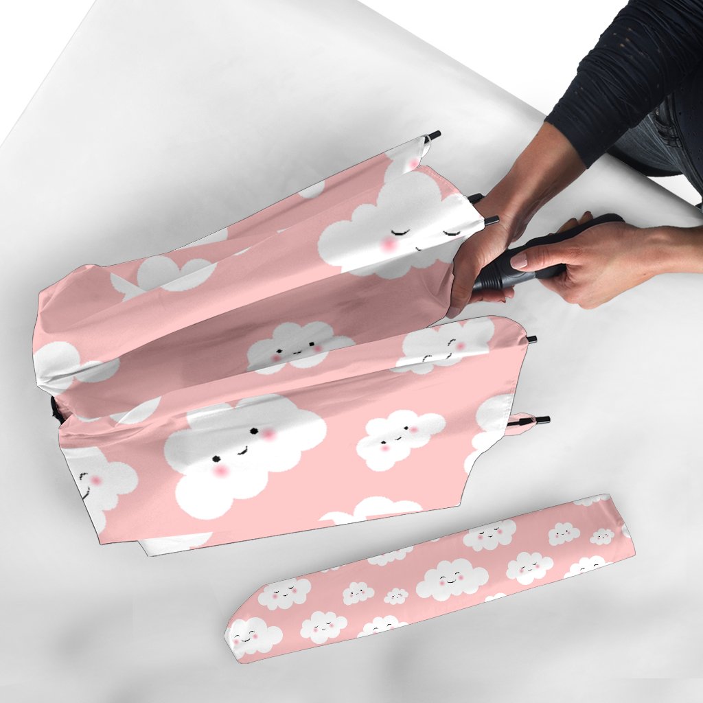 Smile Cloud Pattern Print Automatic Foldable Umbrella-grizzshop