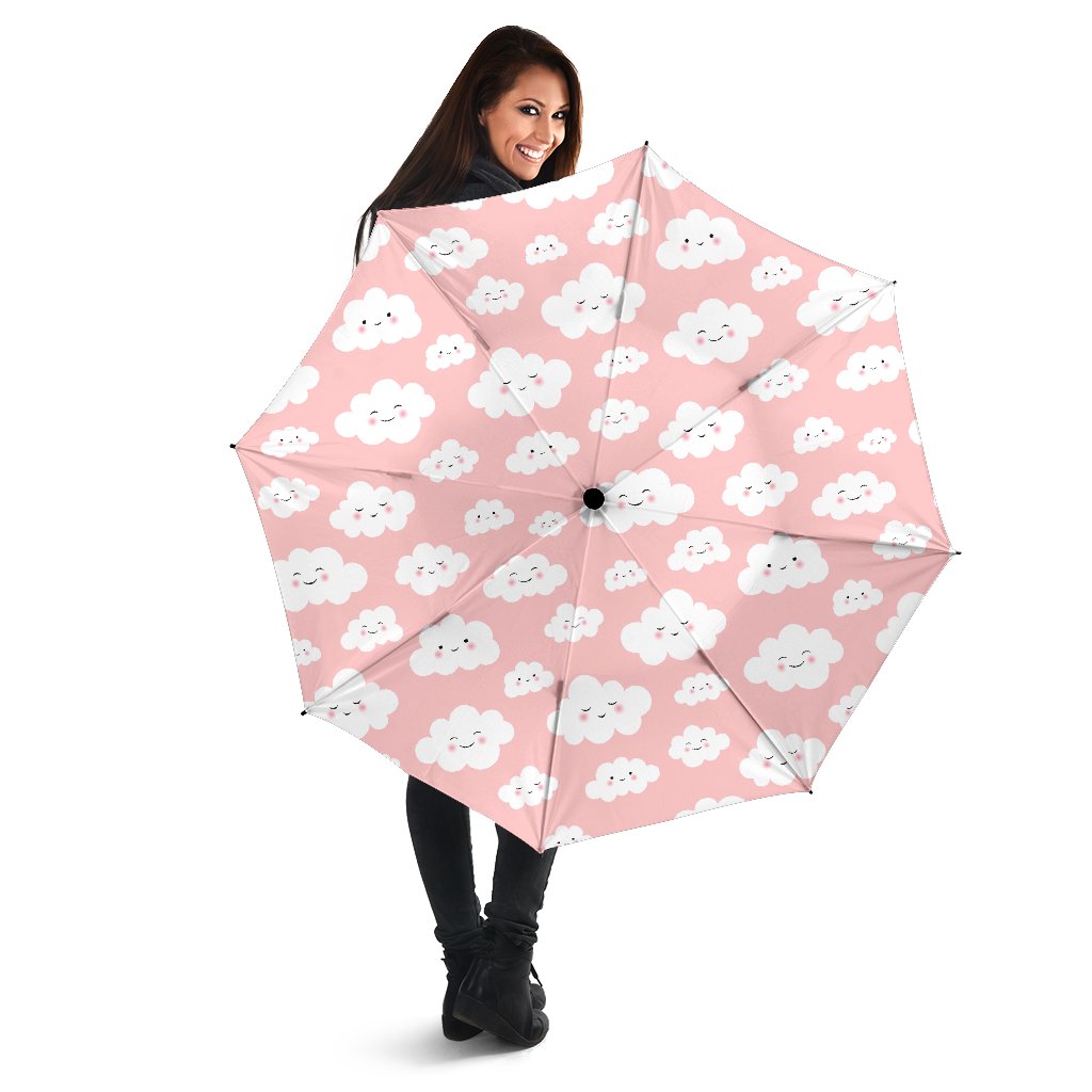 Smile Cloud Pattern Print Automatic Foldable Umbrella-grizzshop