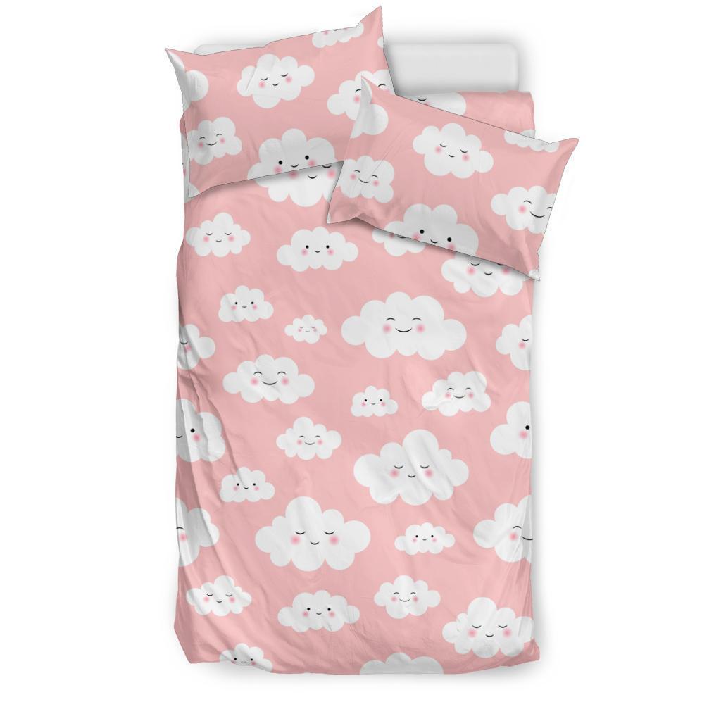 Smile Cloud Pattern Print Duvet Cover Bedding Set-grizzshop