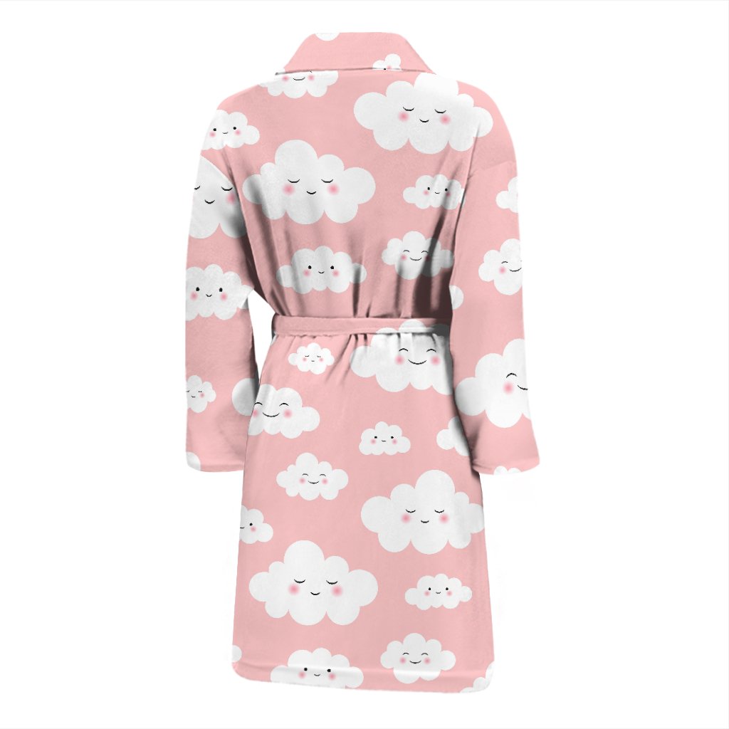 Smile Cloud Pattern Print Men Long Robe-grizzshop