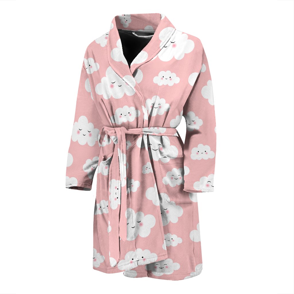 Smile Cloud Pattern Print Men Long Robe-grizzshop