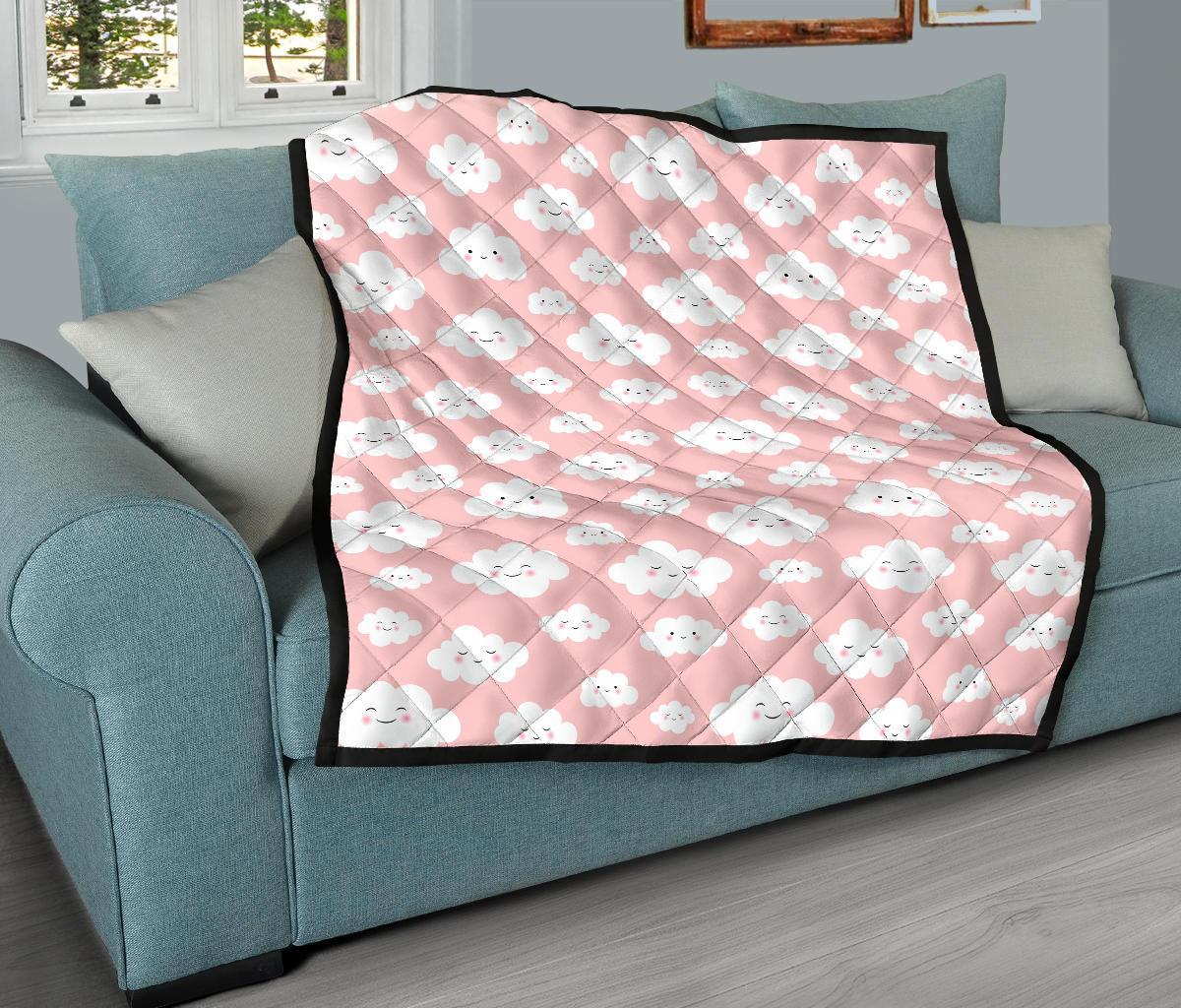 Smile Cloud Pattern Print Quilt-grizzshop