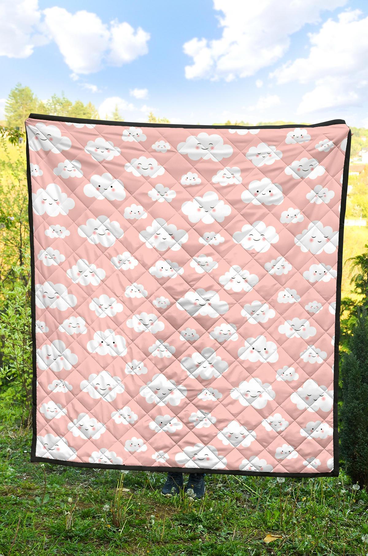 Smile Cloud Pattern Print Quilt-grizzshop