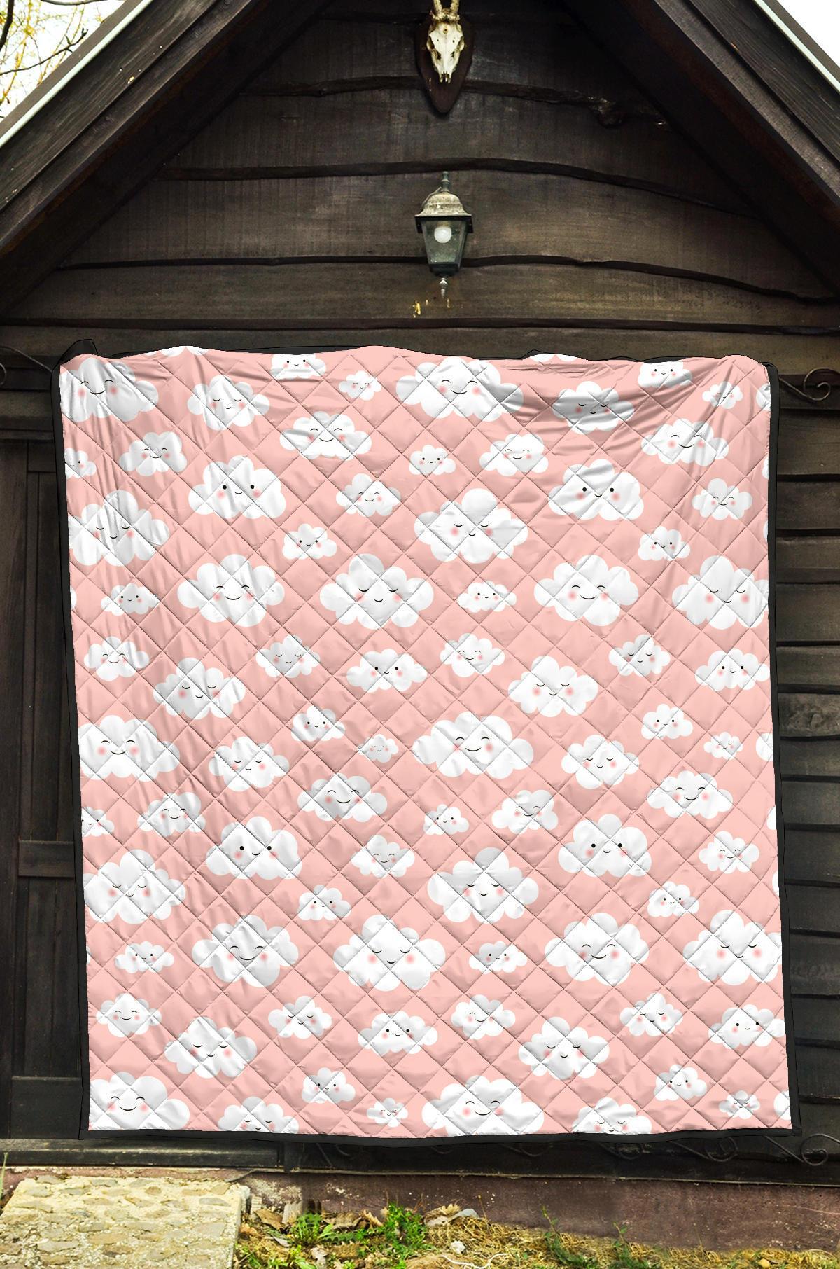 Smile Cloud Pattern Print Quilt-grizzshop