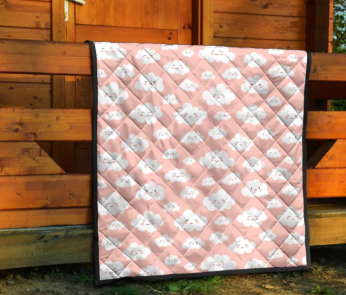 Smile Cloud Pattern Print Quilt-grizzshop