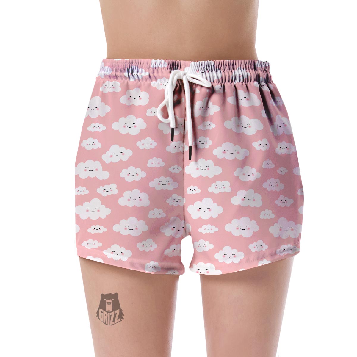 Smile Cloud Pattern Print Women's Shorts-grizzshop
