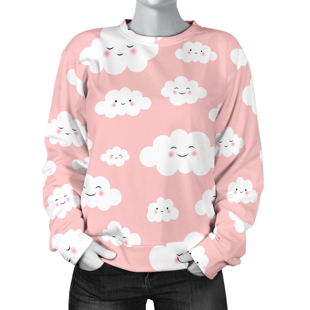 Smile Cloud Pattern Print Women's Sweatshirt-grizzshop