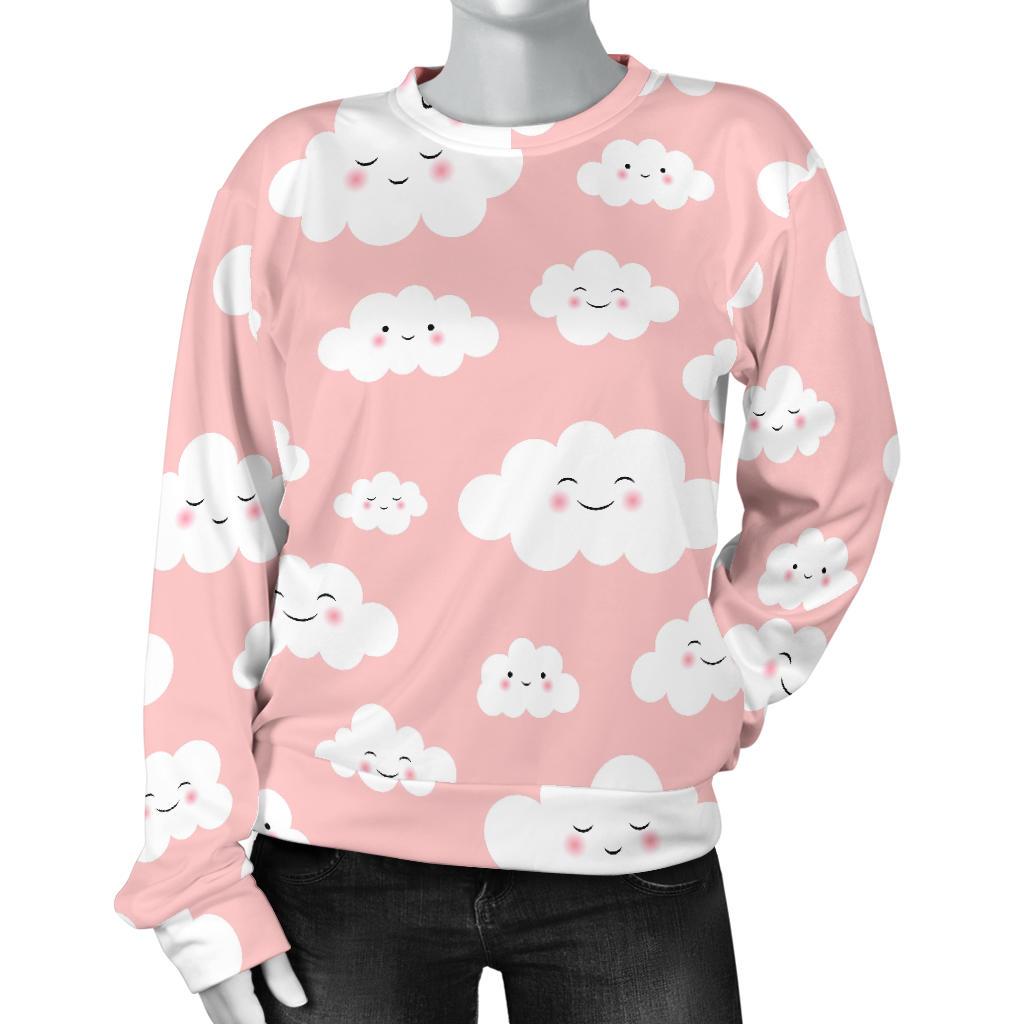 Smile Cloud Pattern Print Women's Sweatshirt-grizzshop