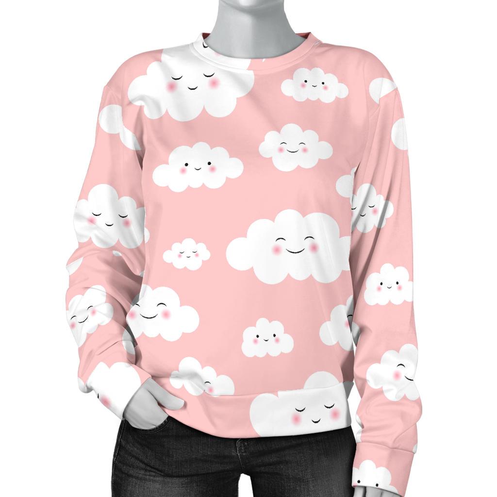 Smile Cloud Pattern Print Women's Sweatshirt-grizzshop