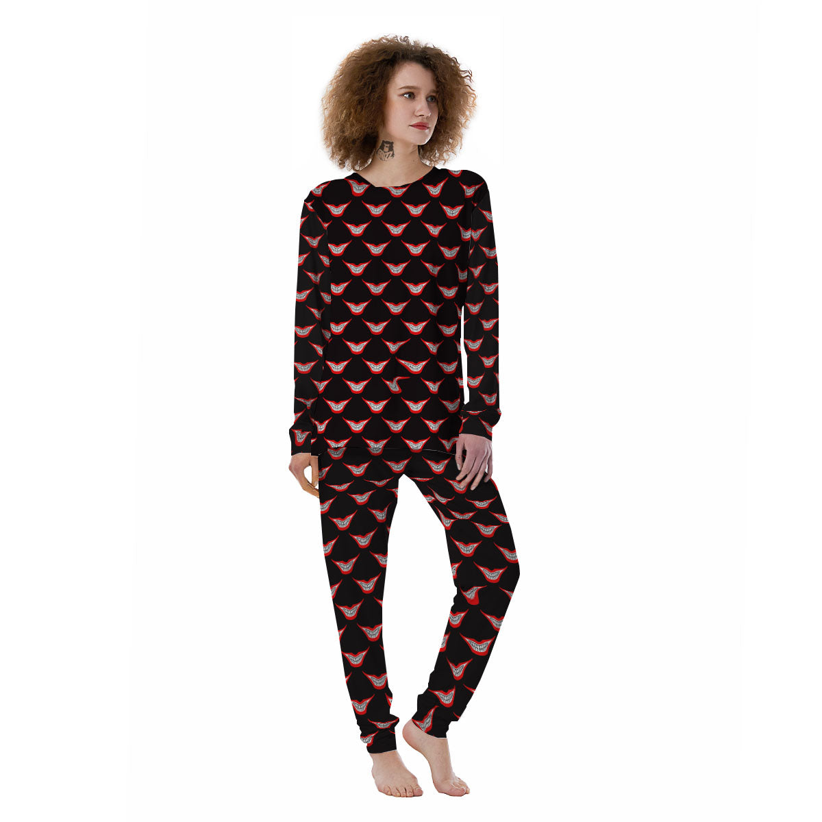 Smile Joker Print Pattern Women's Pajamas-grizzshop