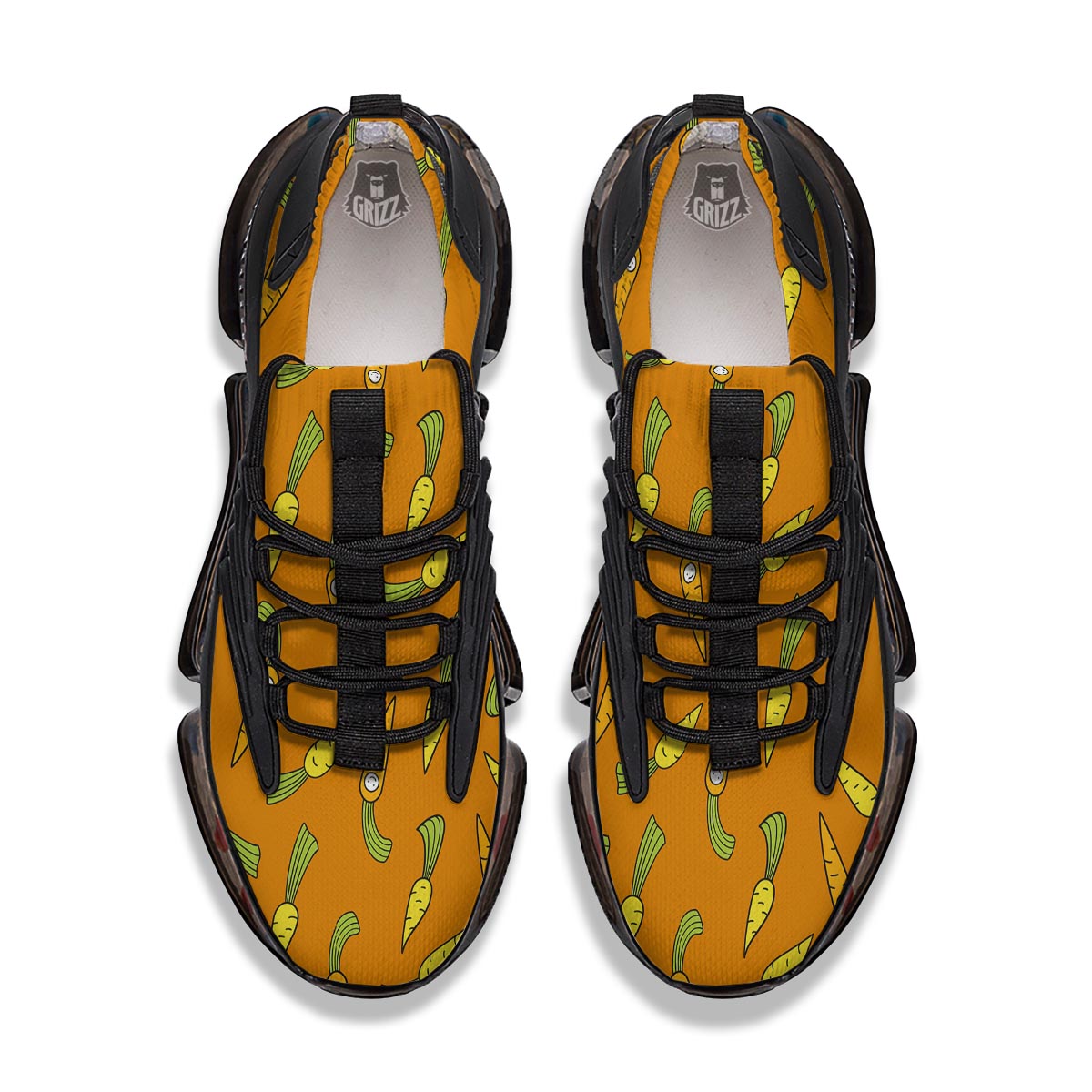Smiley Carrot Print Pattern Black Gym Shoes-grizzshop