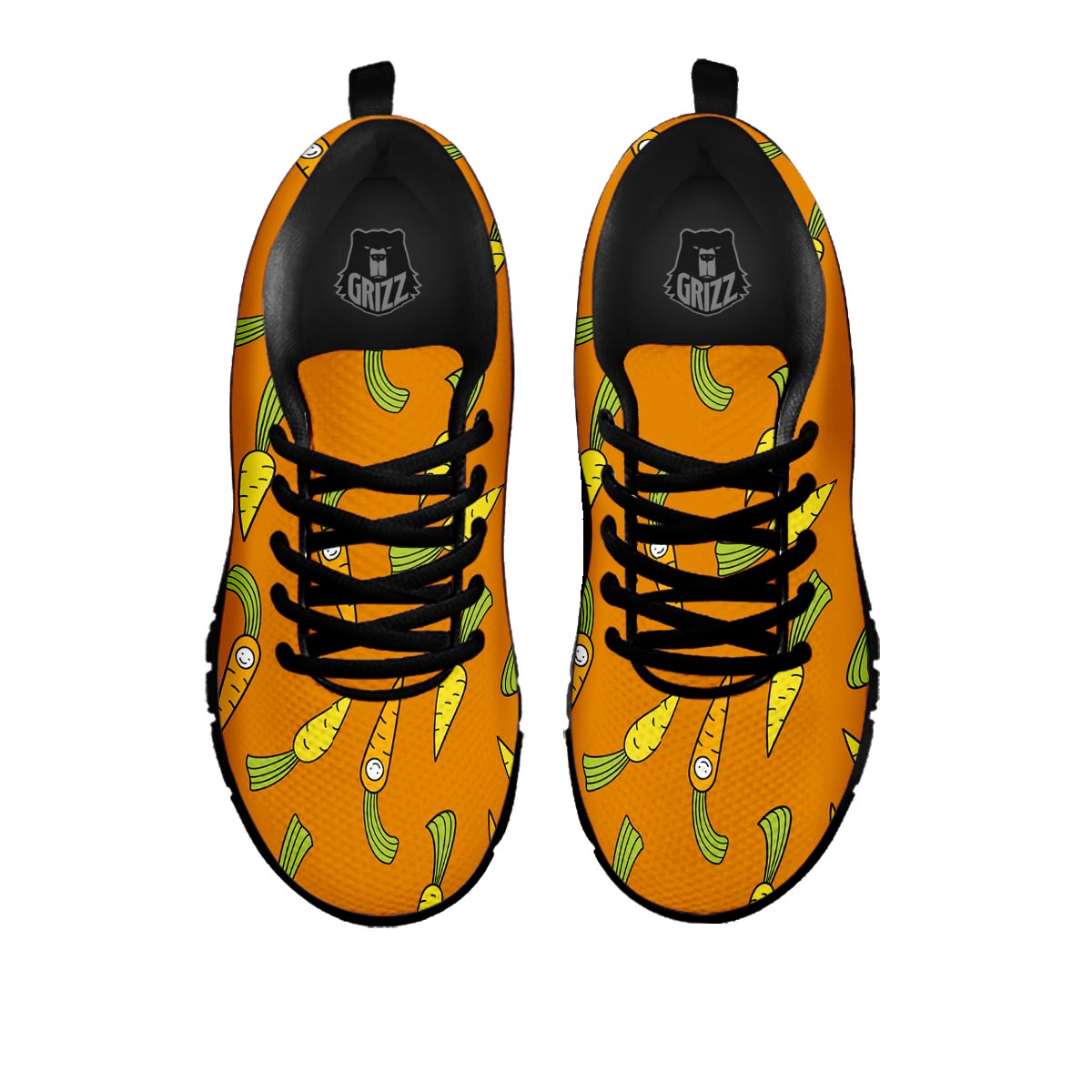 Smiley Carrot Print Pattern Black Sneaker-grizzshop