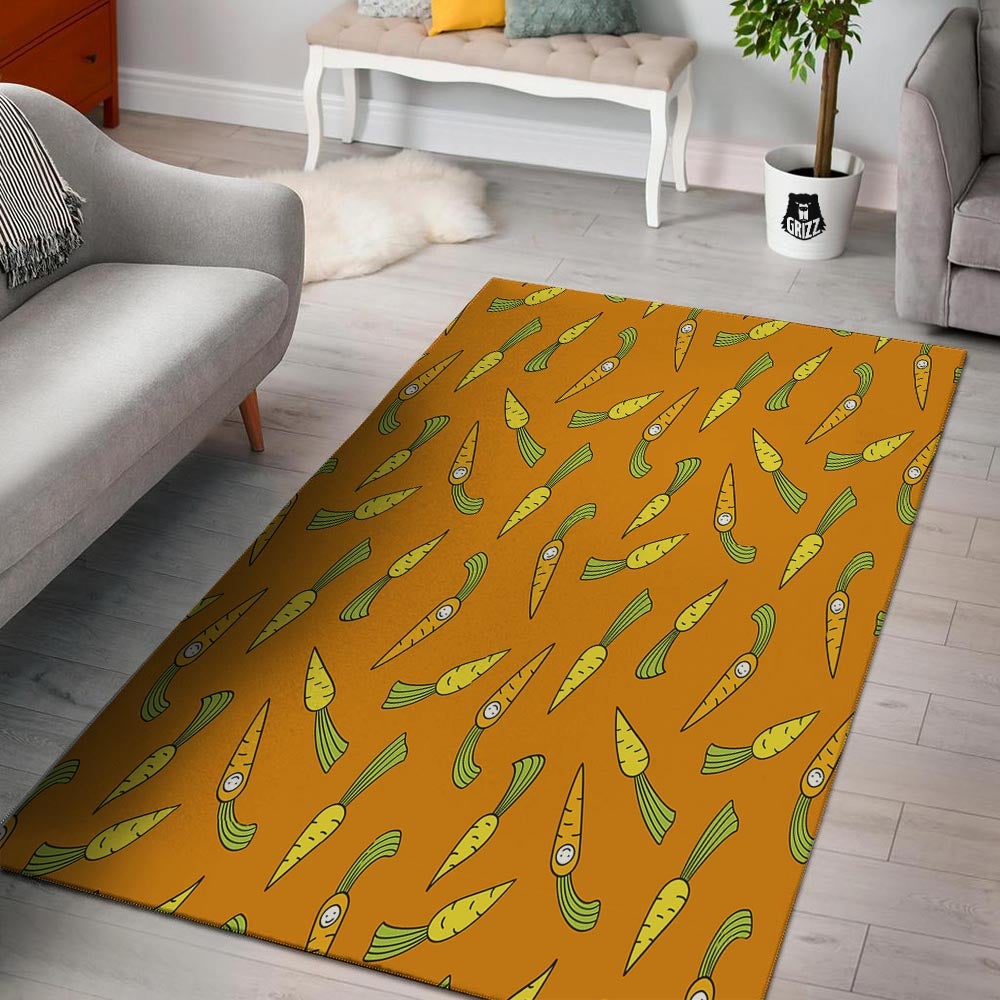 Smiley Carrot Print Pattern Floor Mat-grizzshop