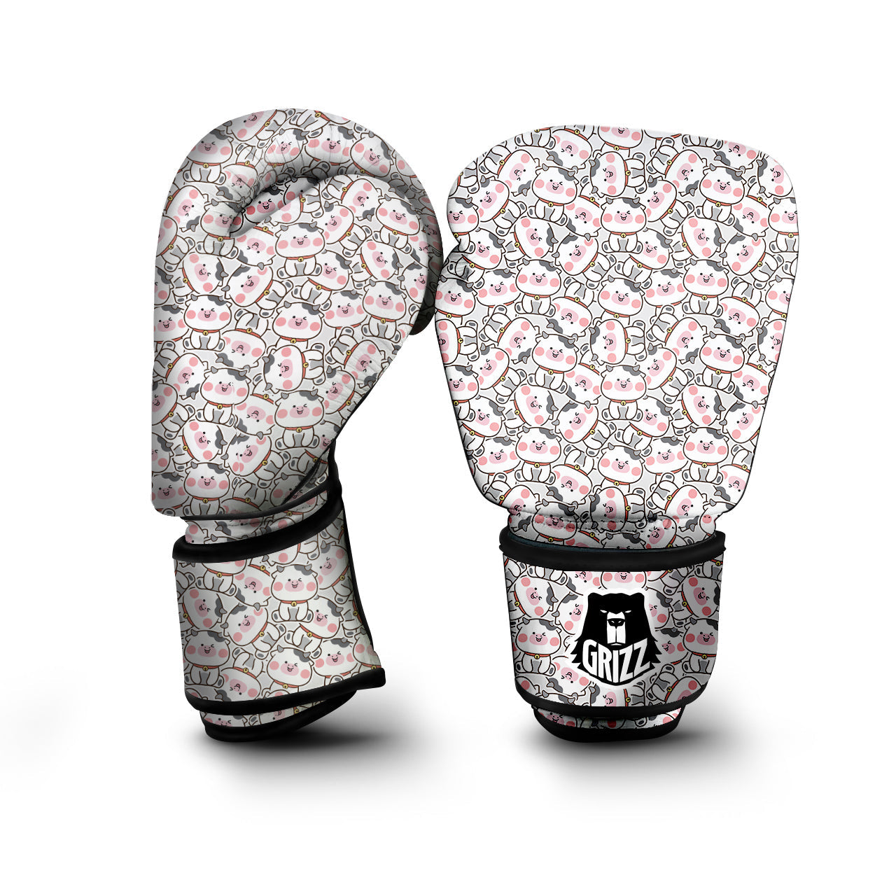 Smiley Cow Cute Print Pattern Boxing Gloves-grizzshop