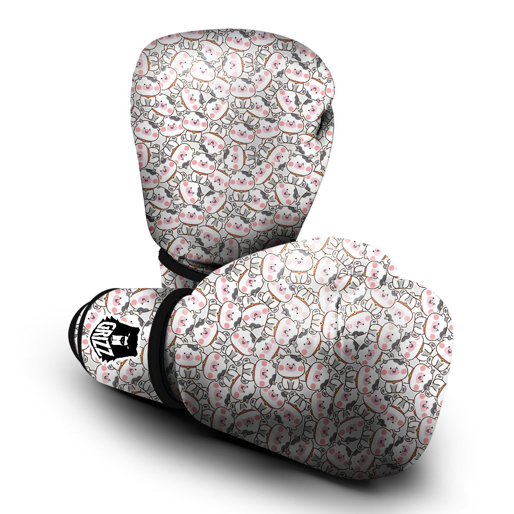 Smiley Cow Cute Print Pattern Boxing Gloves-grizzshop