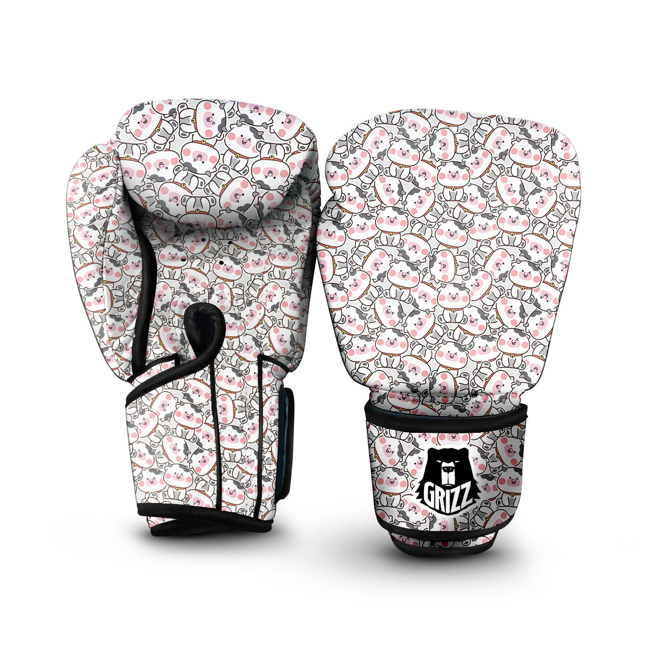 Smiley Cow Cute Print Pattern Boxing Gloves-grizzshop