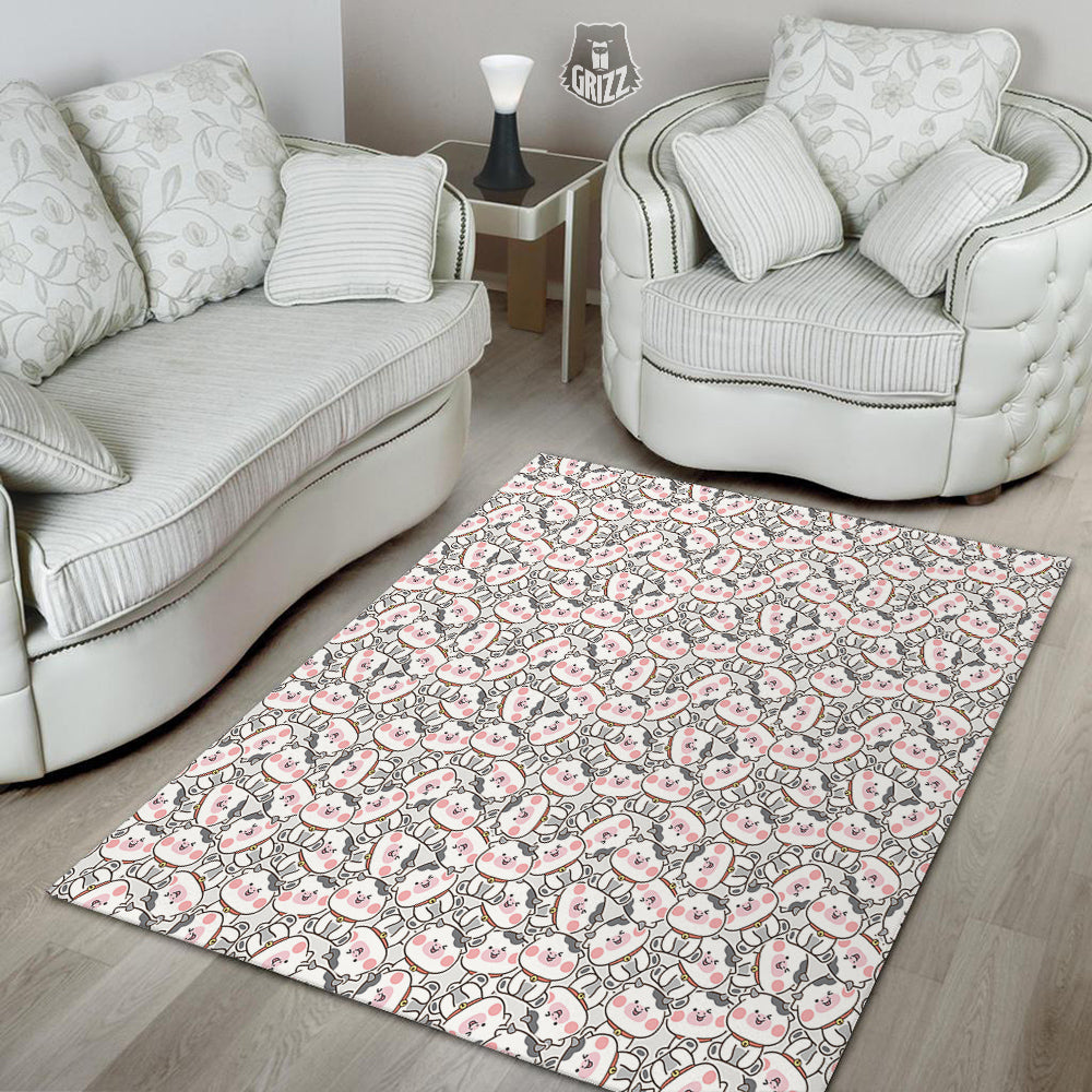 Smiley Cow Cute Print Pattern Floor Mat-grizzshop