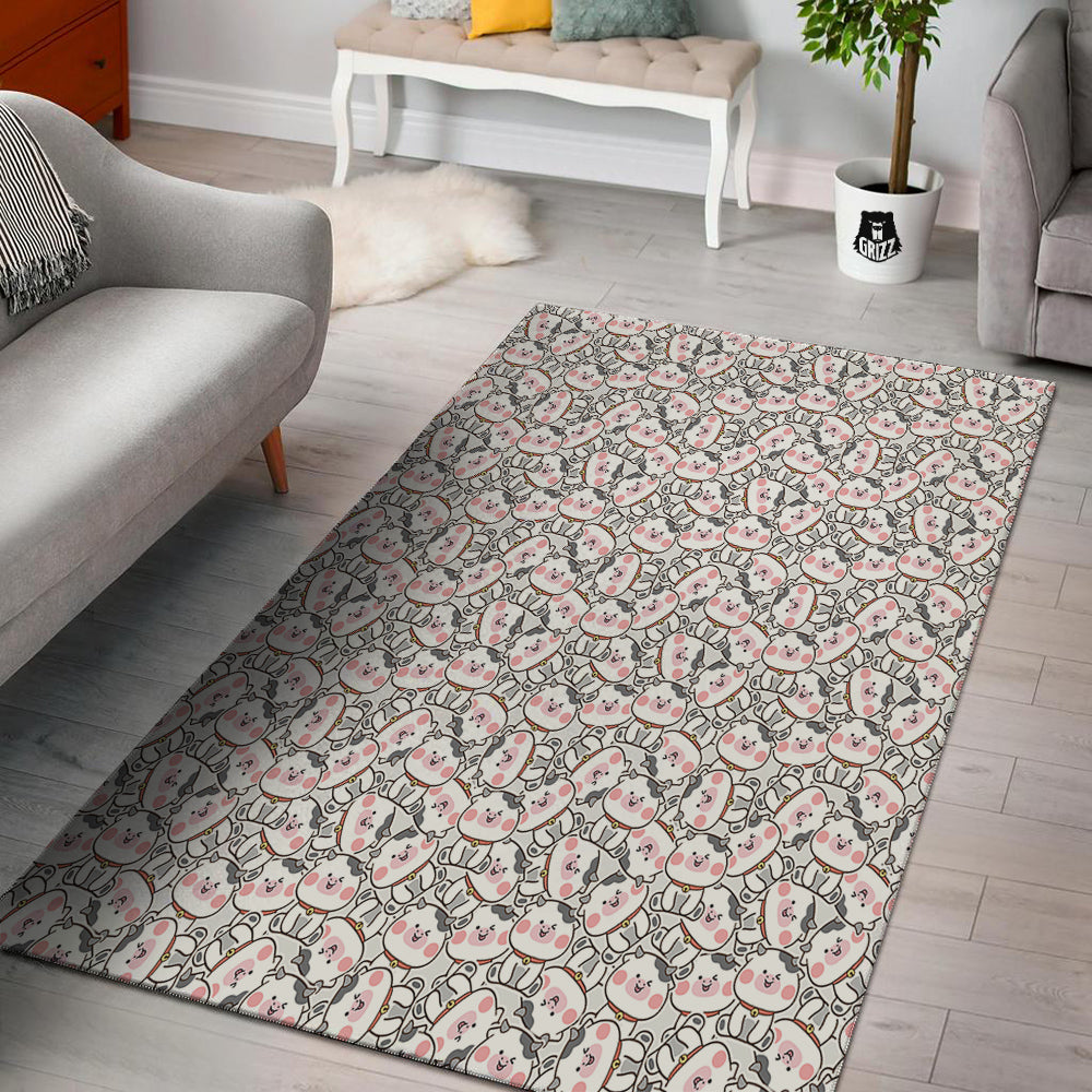 Smiley Cow Cute Print Pattern Floor Mat-grizzshop