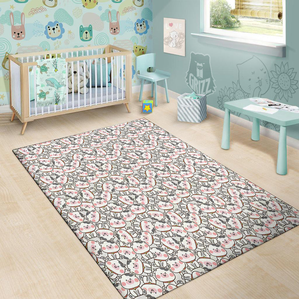 Smiley Cow Cute Print Pattern Floor Mat-grizzshop