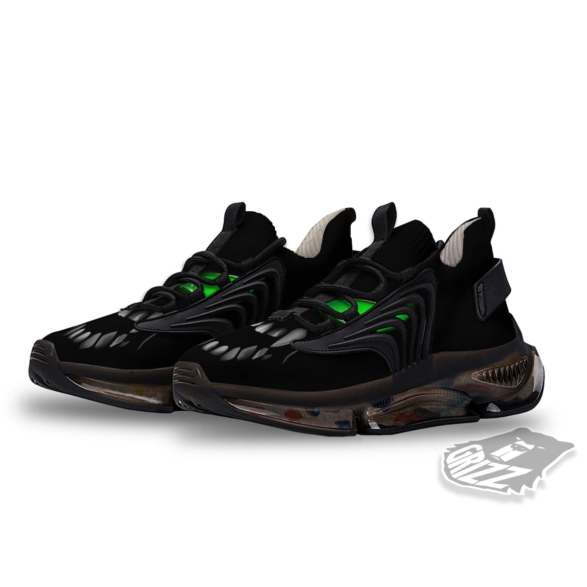 Smiley Face Monster Black Print Black Gym Shoes-grizzshop
