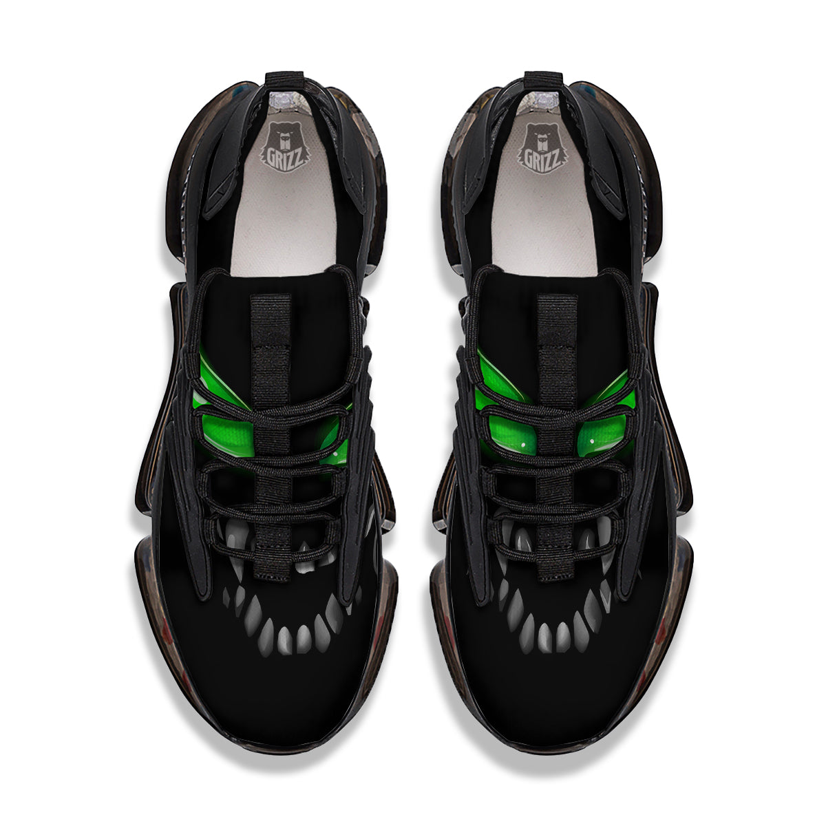 Smiley Face Monster Black Print Black Gym Shoes-grizzshop