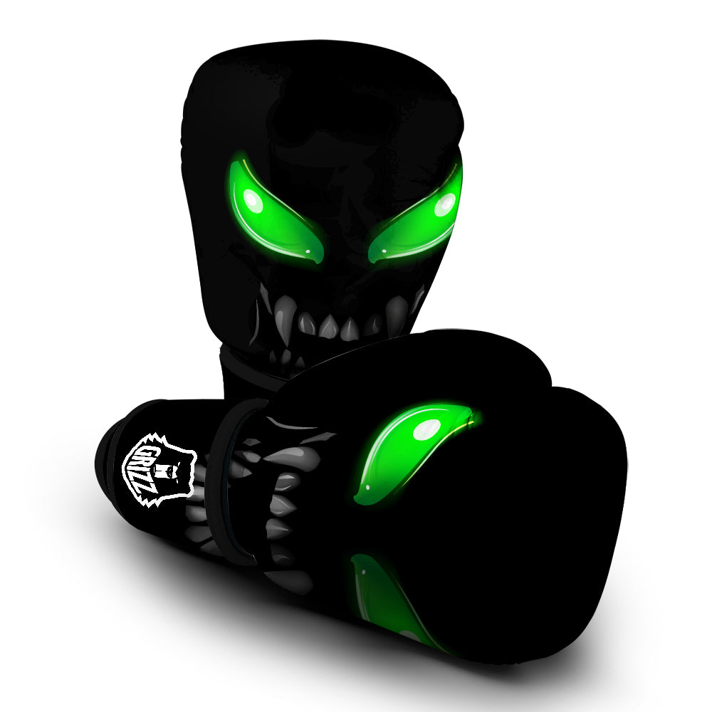 Smiley Face Monster Black Print Boxing Gloves-grizzshop