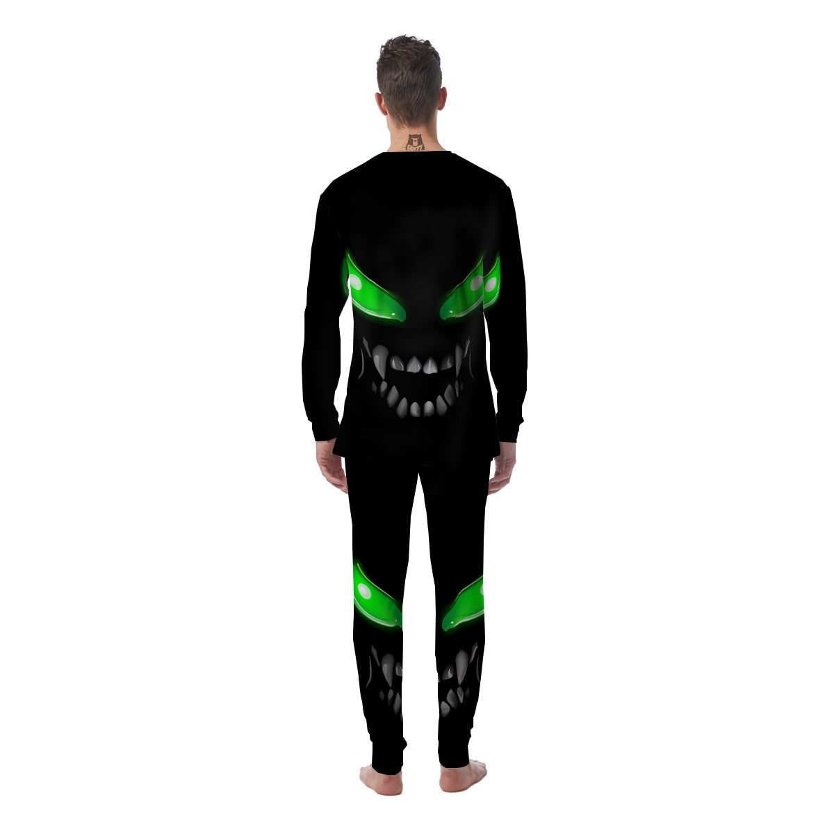 Smiley Face Monster Black Print Men's Pajamas-grizzshop