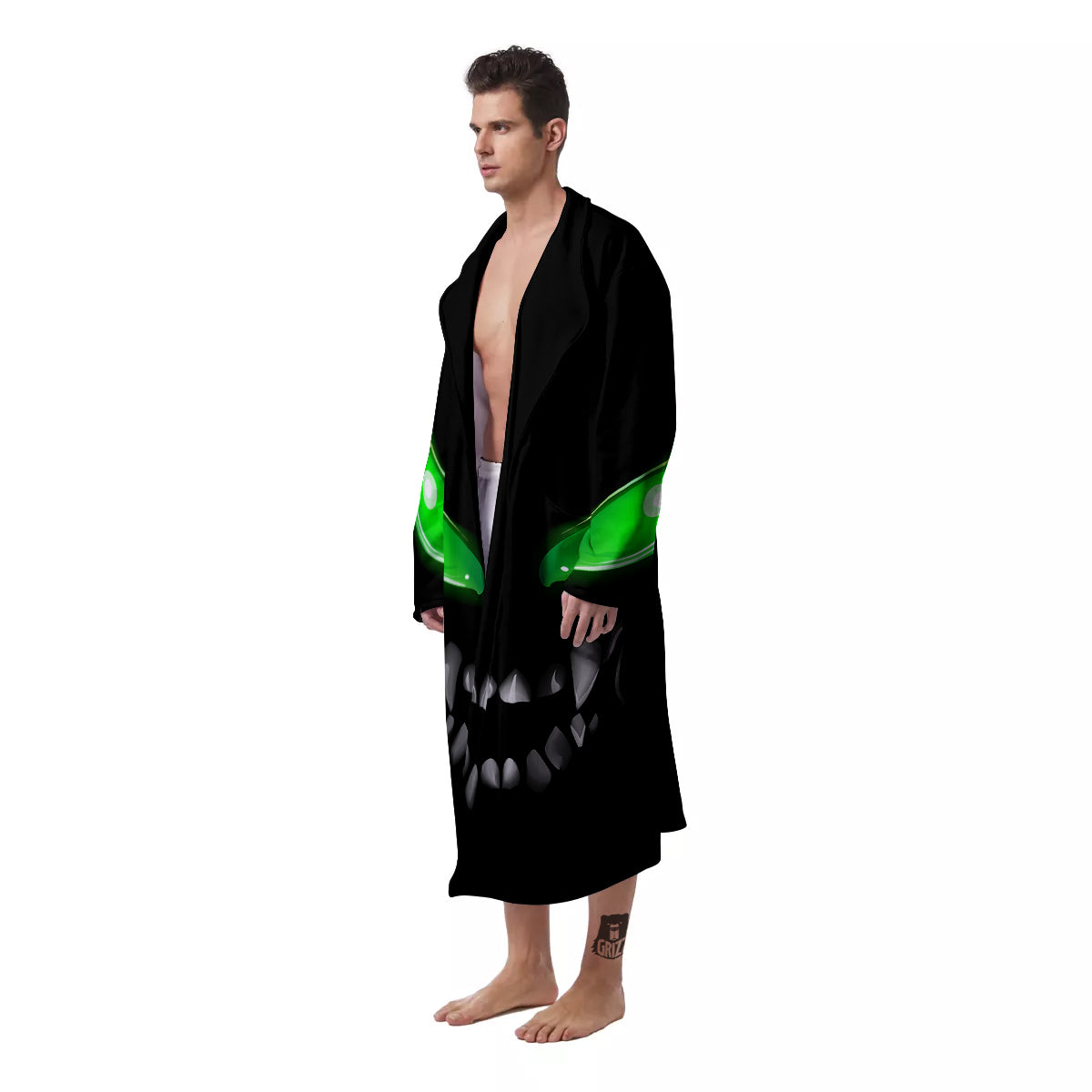 Smiley Face Monster Black Print Men's Robe-grizzshop