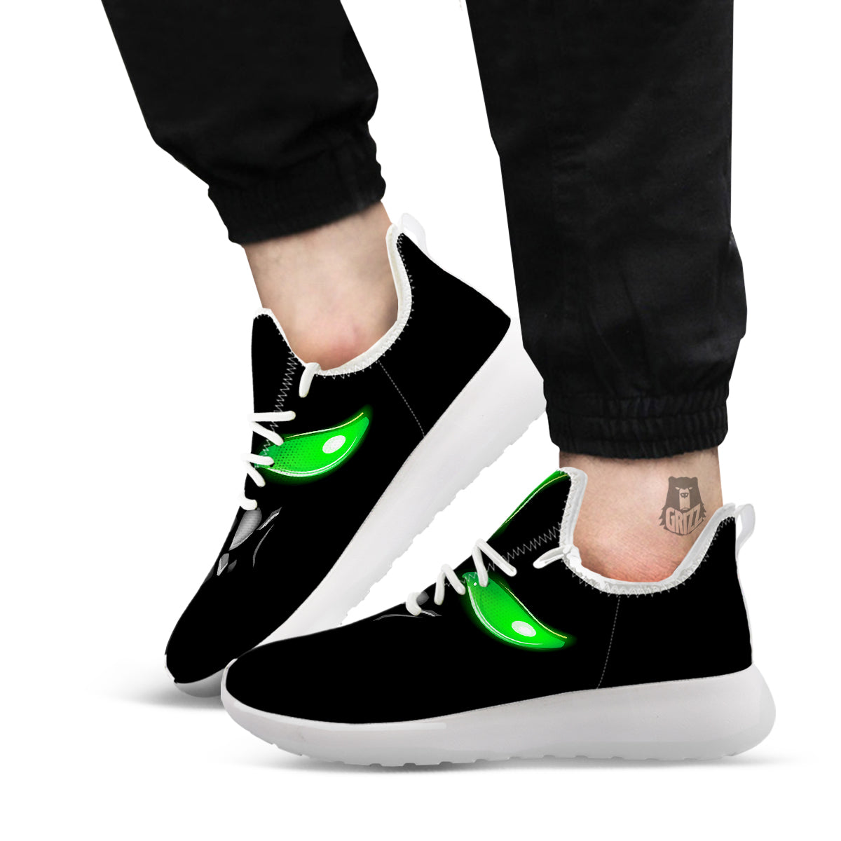 Smiley Face Monster Black Print White Athletic Shoes-grizzshop