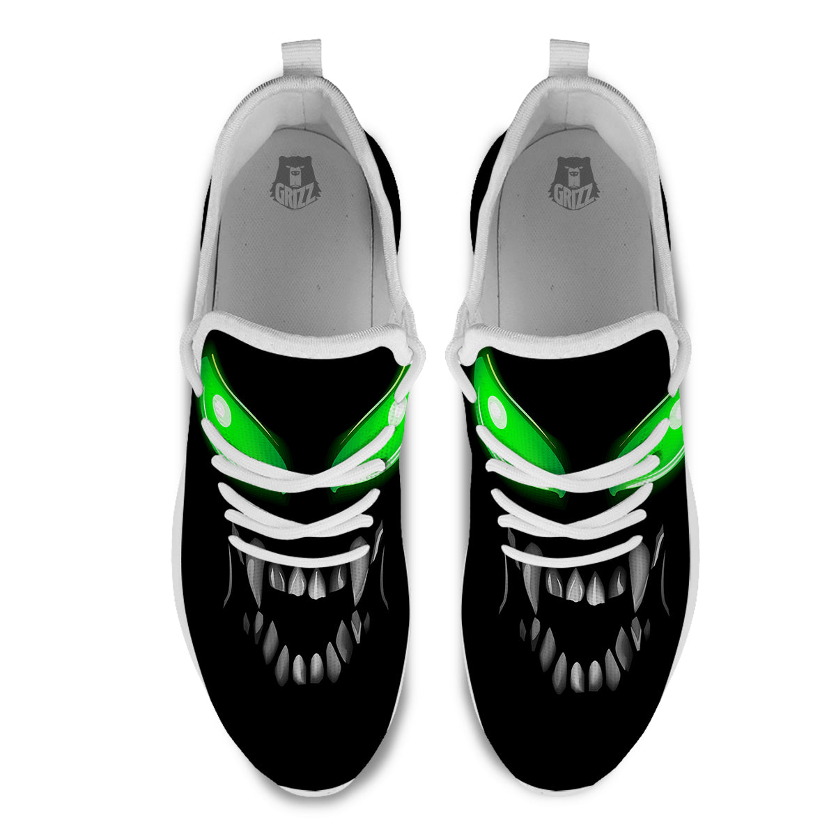Smiley Face Monster Black Print White Athletic Shoes-grizzshop
