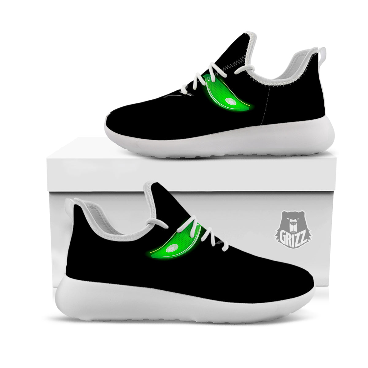 Smiley Face Monster Black Print White Athletic Shoes-grizzshop