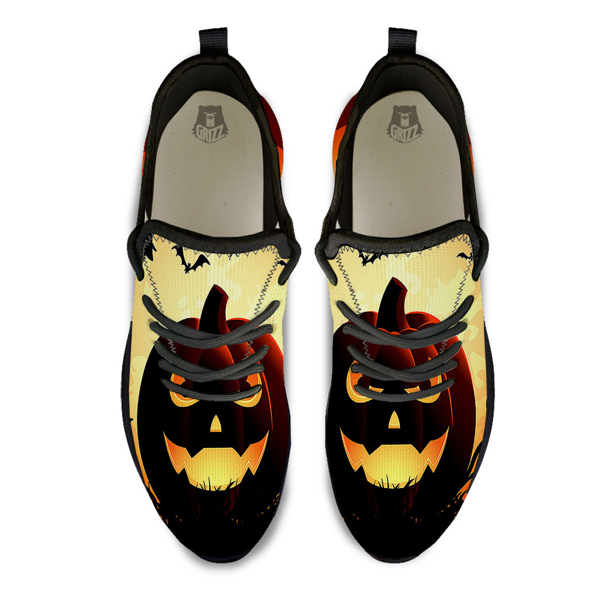 Smiley Faces Halloween Pumpkin Print Black Athletic Shoes-grizzshop