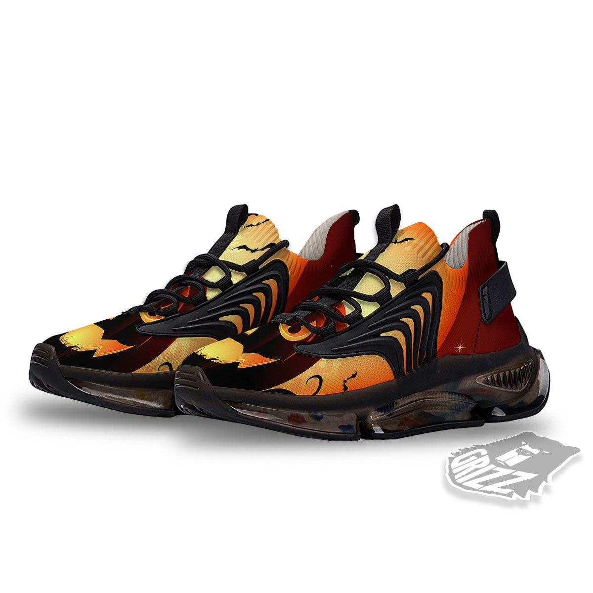 Smiley Faces Halloween Pumpkin Print Black Gym Shoes-grizzshop