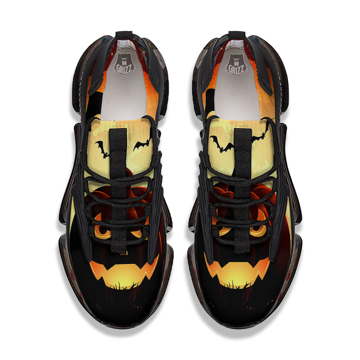 Smiley Faces Halloween Pumpkin Print Black Gym Shoes-grizzshop