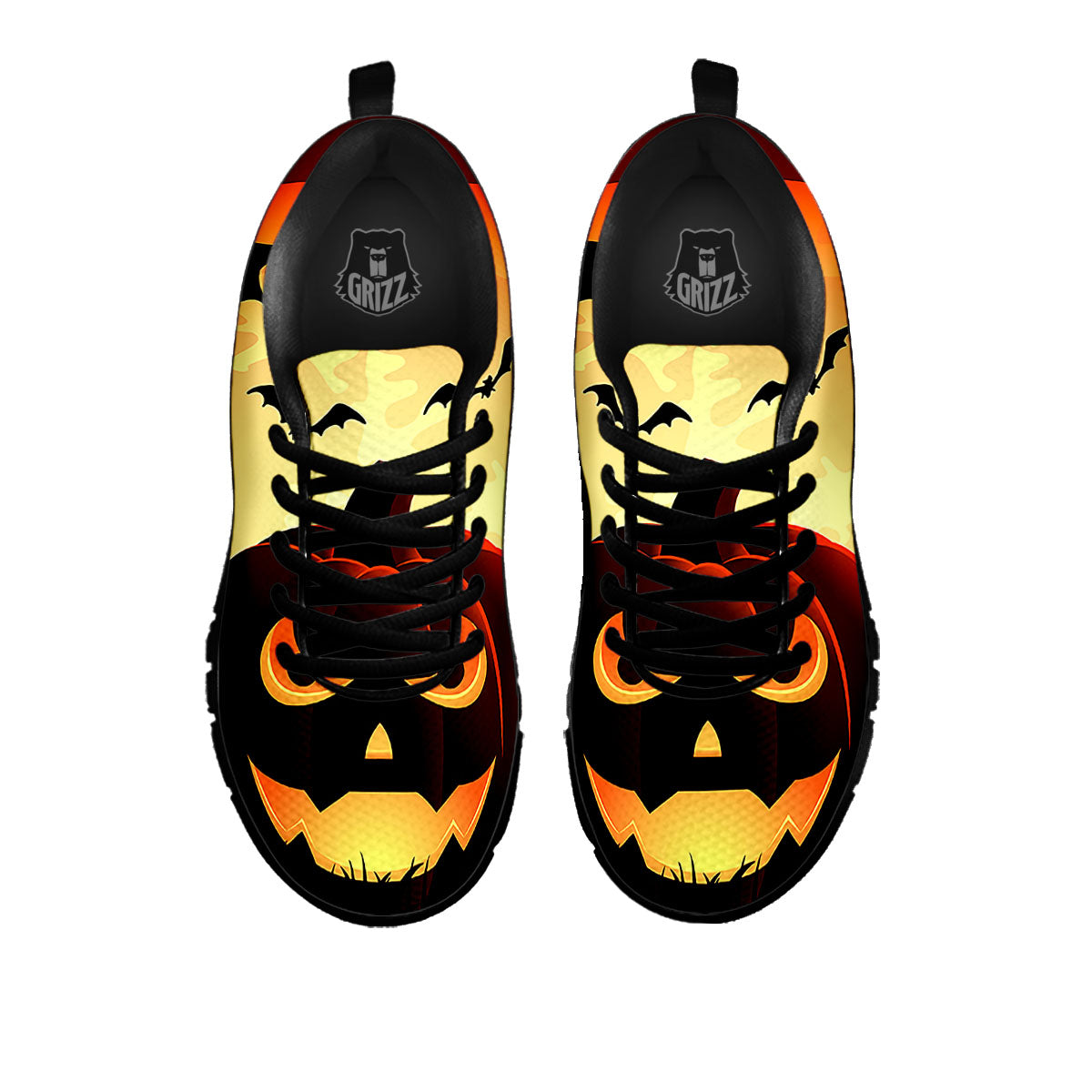 Smiley Faces Halloween Pumpkin Print Black Sneaker-grizzshop