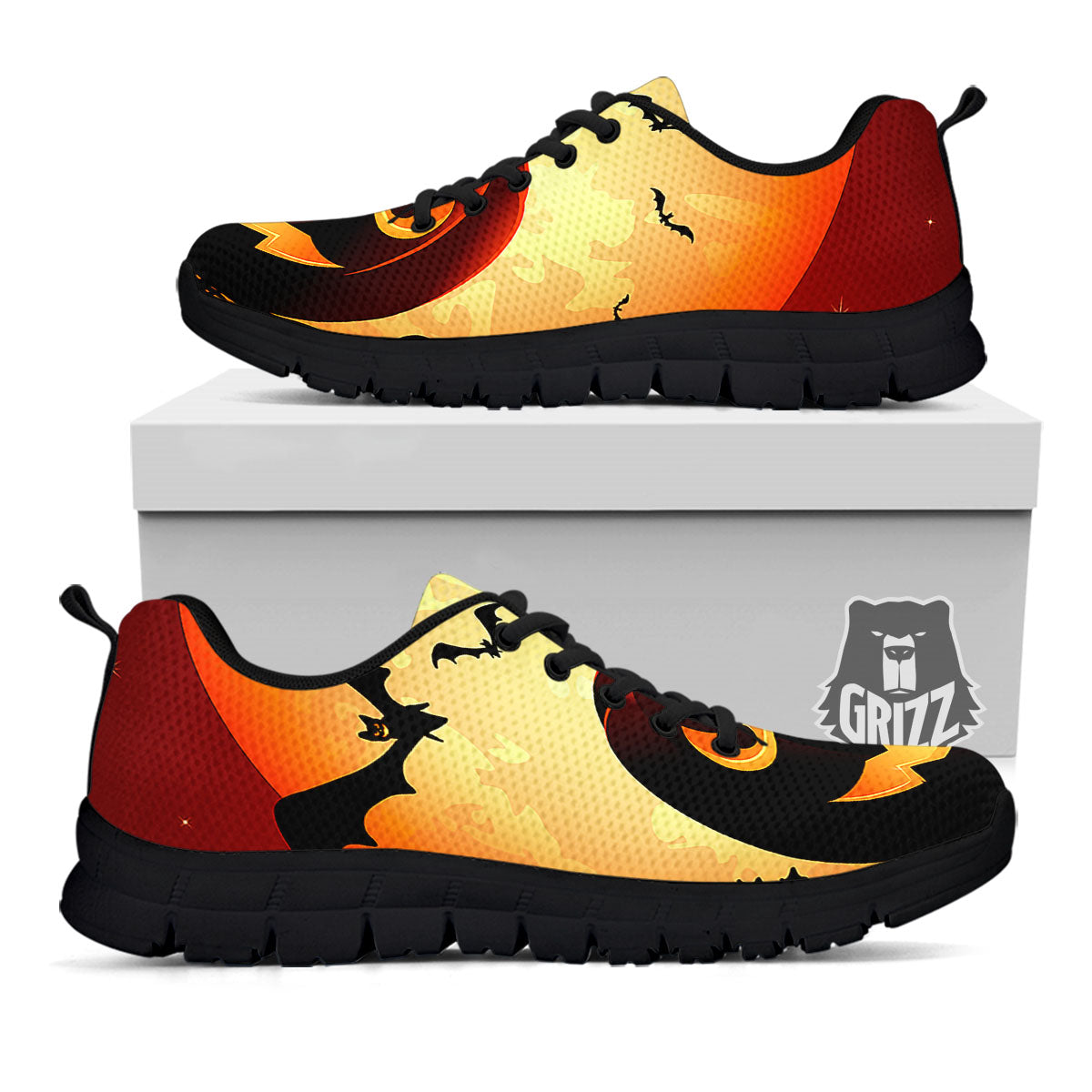 Smiley Faces Halloween Pumpkin Print Black Sneaker-grizzshop