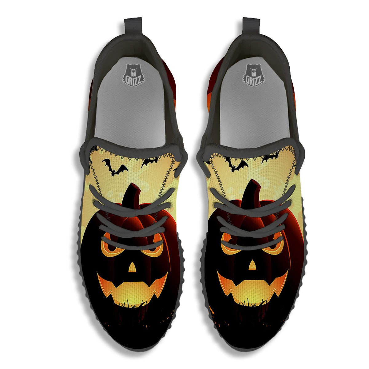 Smiley Faces Halloween Pumpkin Print Black Walking Shoes-grizzshop