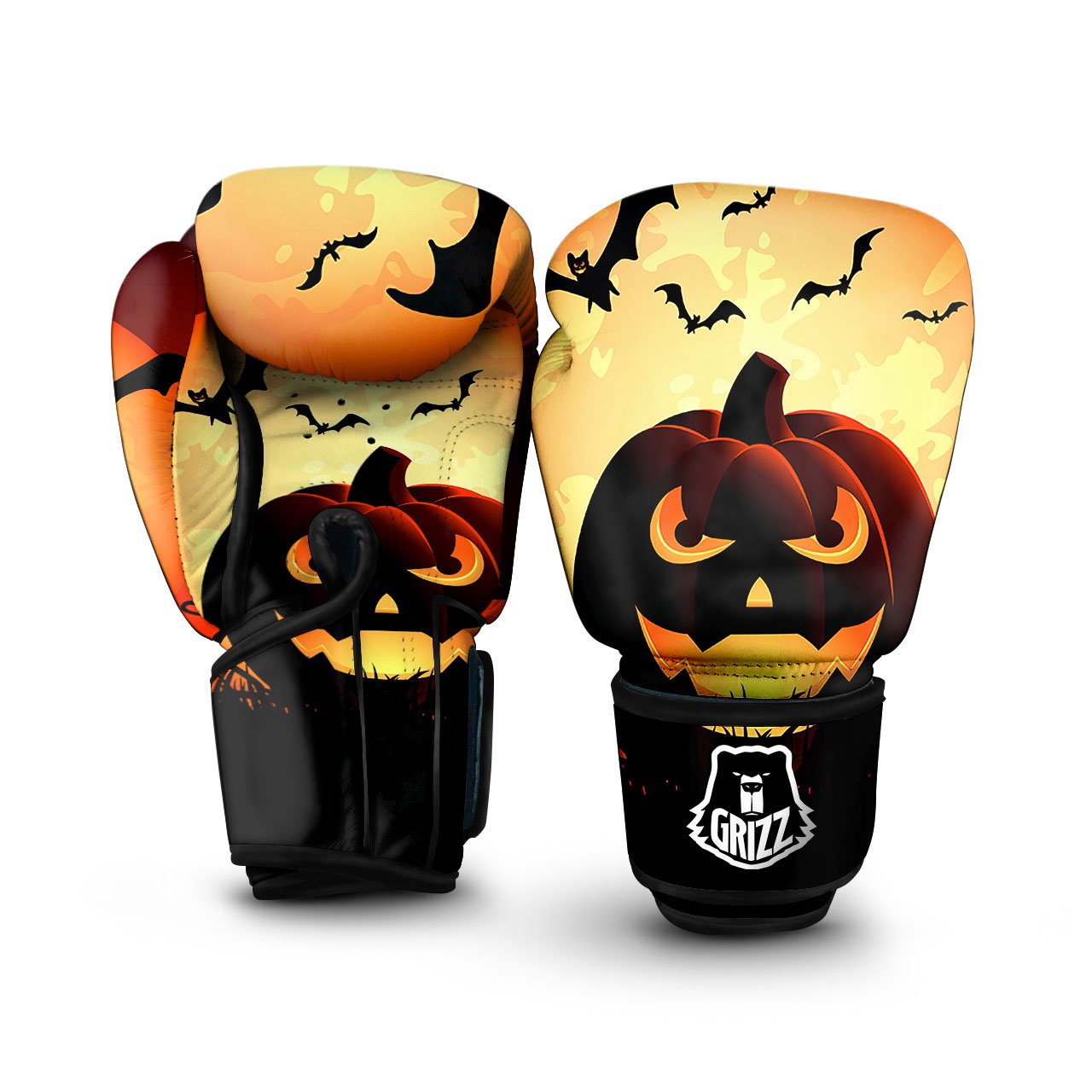 Smiley Faces Halloween Pumpkin Print Boxing Gloves-grizzshop