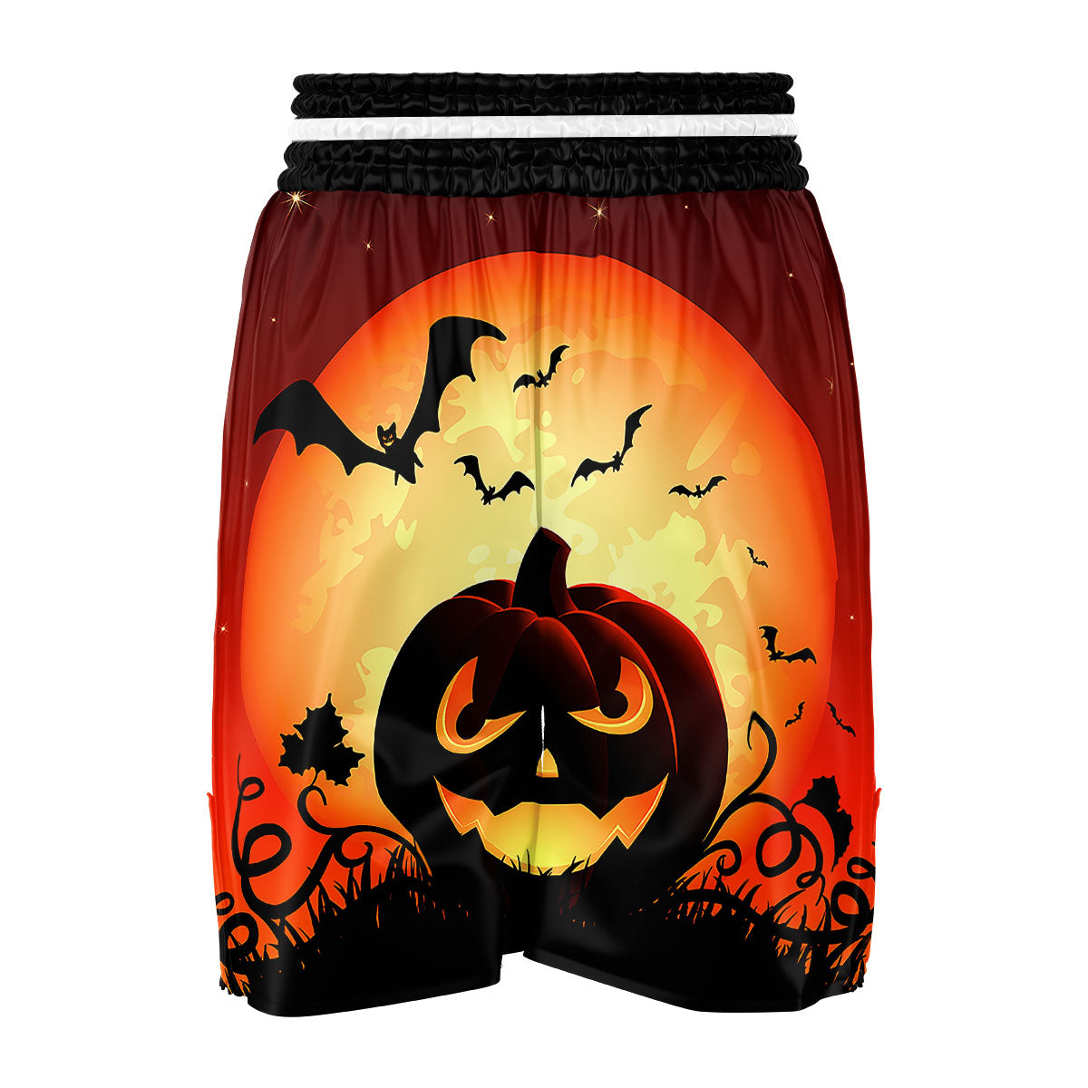 Smiley Faces Halloween Pumpkin Print Boxing Shorts-grizzshop