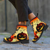 Smiley Faces Halloween Pumpkin Print Leather Boots-grizzshop