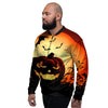 Smiley Faces Halloween Pumpkin Print Men's Bomber Jacket-grizzshop