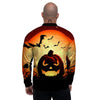 Smiley Faces Halloween Pumpkin Print Men's Bomber Jacket-grizzshop