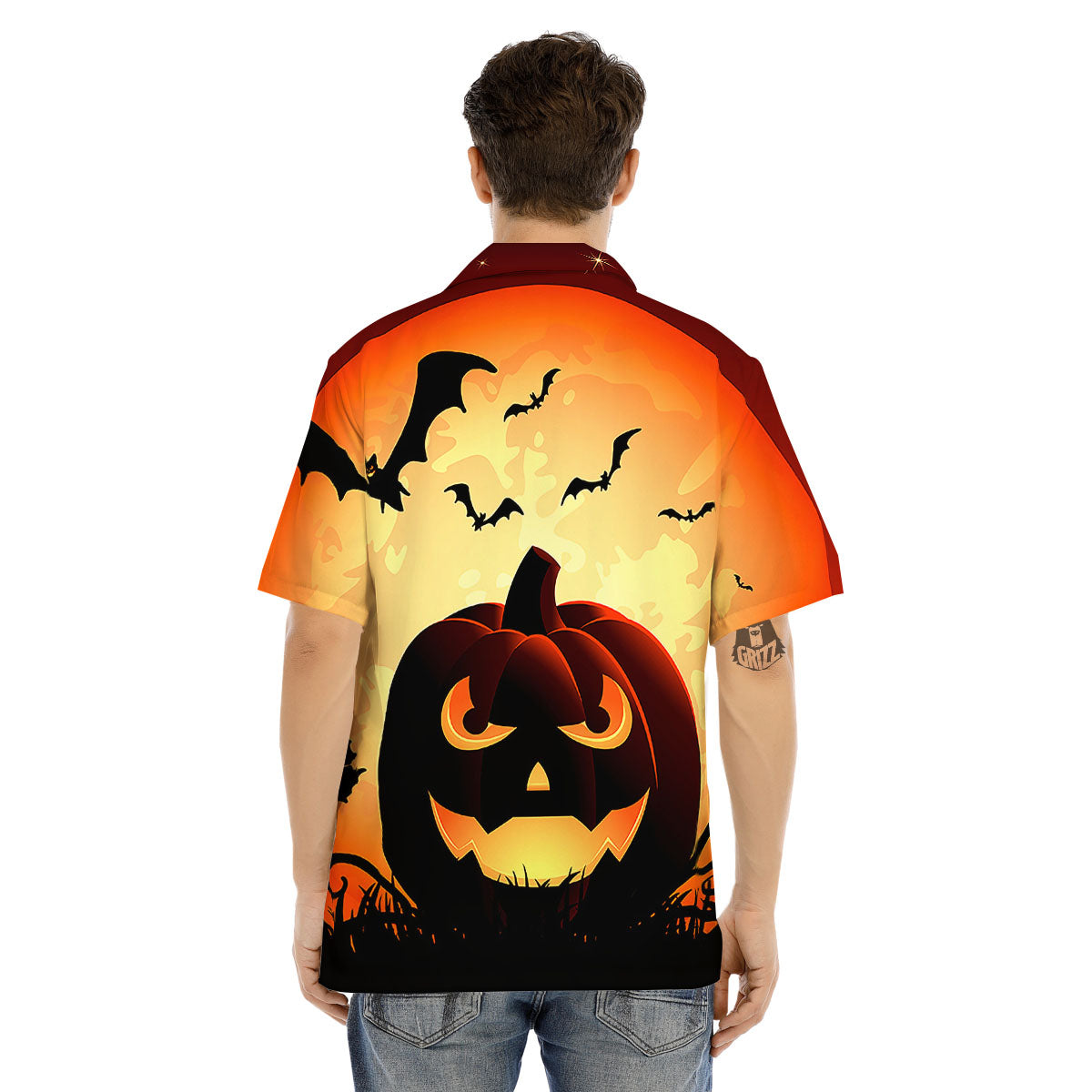 Smiley Faces Halloween Pumpkin Print Men's Hawaiian Shirt-grizzshop