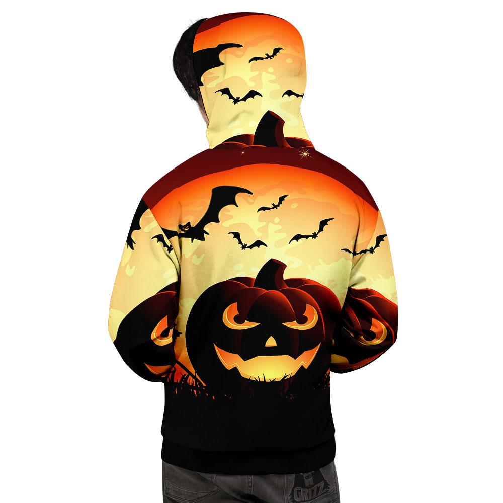 Smiley Faces Halloween Pumpkin Print Men's Hoodie-grizzshop