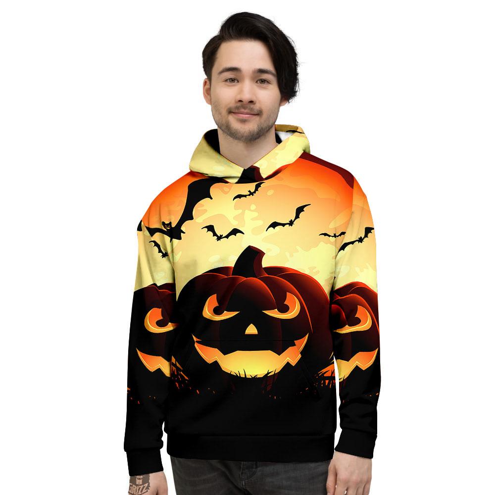 Smiley Faces Halloween Pumpkin Print Men's Hoodie-grizzshop