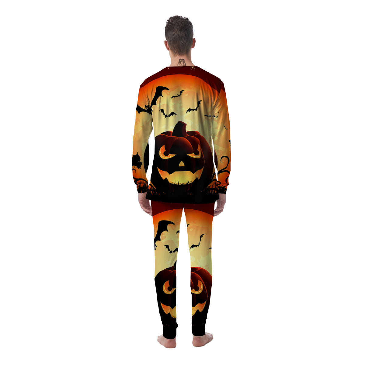 Smiley Faces Halloween Pumpkin Print Men's Pajamas-grizzshop