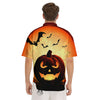 Smiley Faces Halloween Pumpkin Print Men's Short Sleeve Shirts-grizzshop